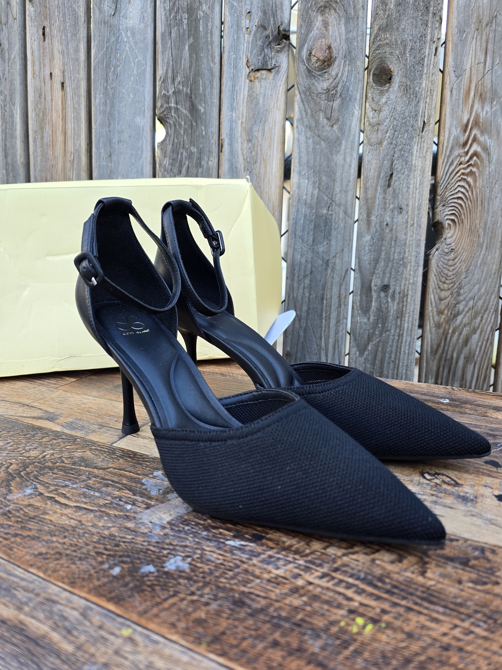 Cosy Island Black Pointed Toe Ankle Strapped Stiletto Heels Women Size 7